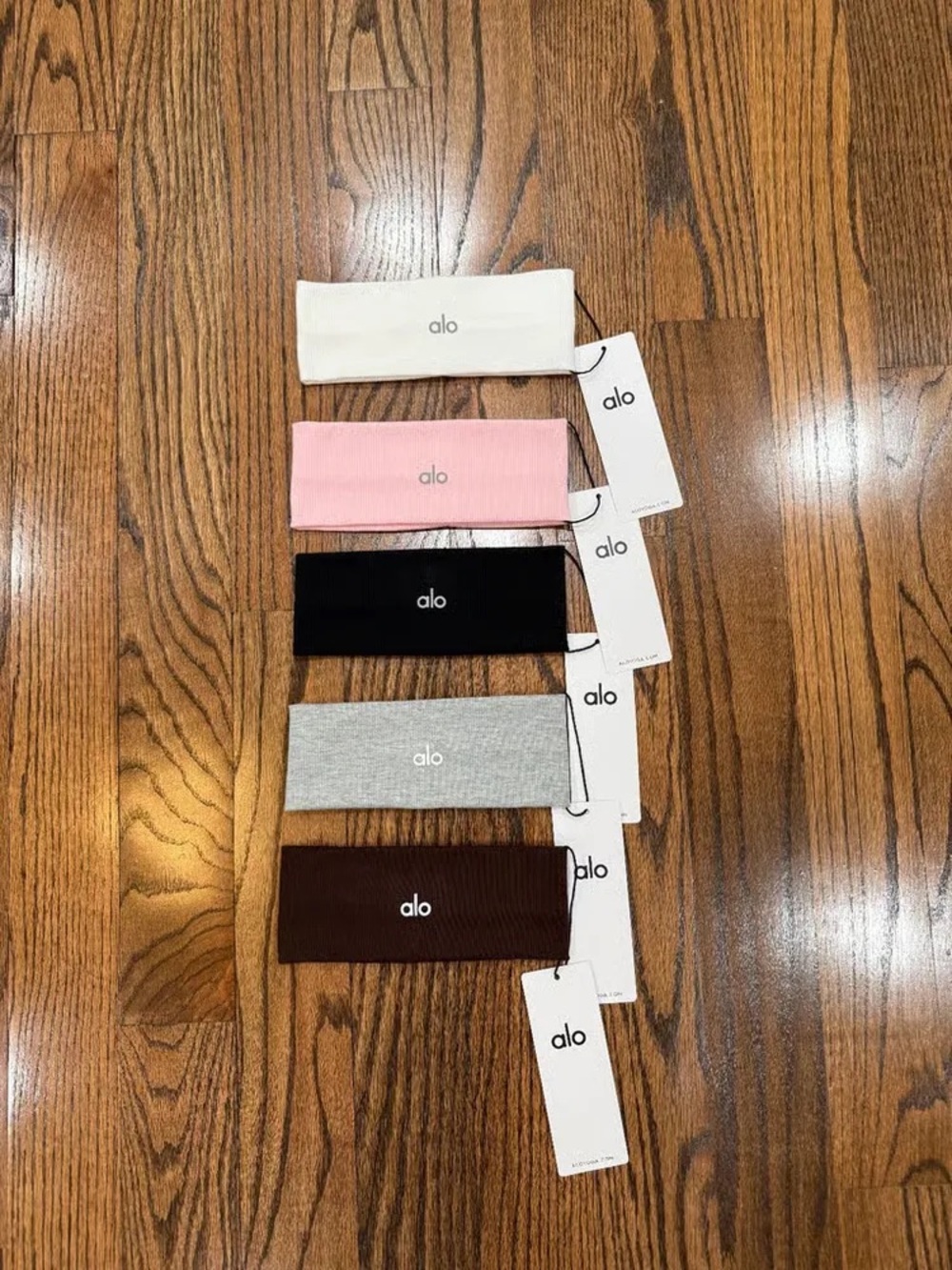 ALO Yoga Ribbed Stretch Headband Set - White, Pink, Black, Gray, Brown